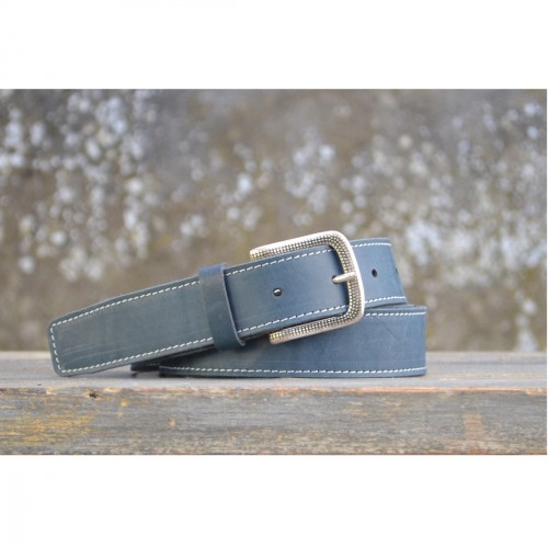 CEINTURE CUIR BLEU PÉTROLE| La french